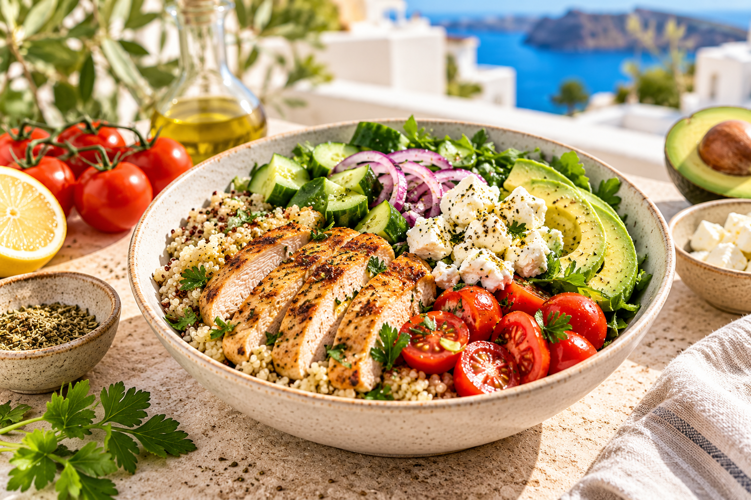 Mediterranean Chicken & Feta Bowl